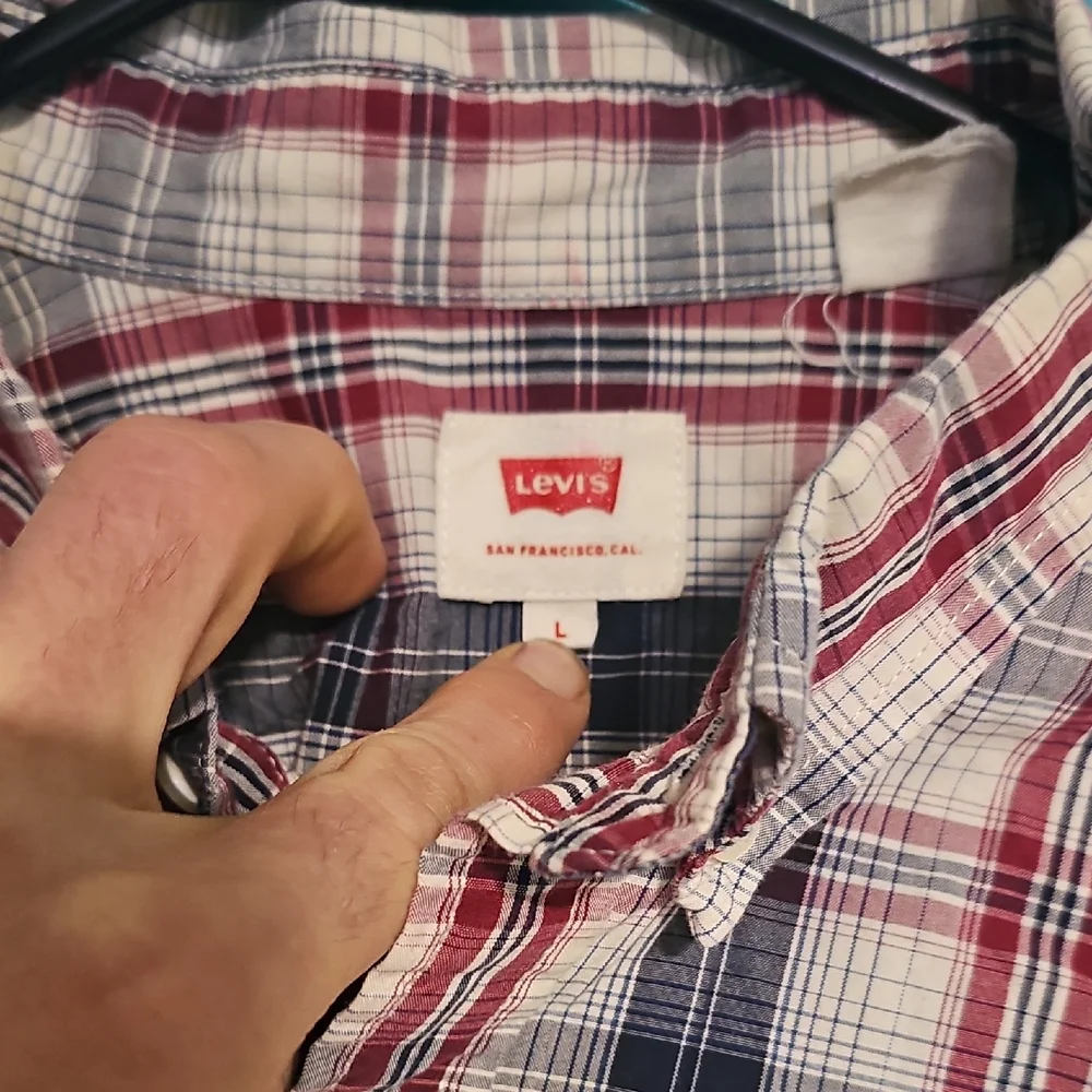 Levi's Men's Plaid Shirt - Red, Blue, and White - Picture 2 of 3